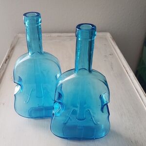 Pair Vintage Violin Bottles
